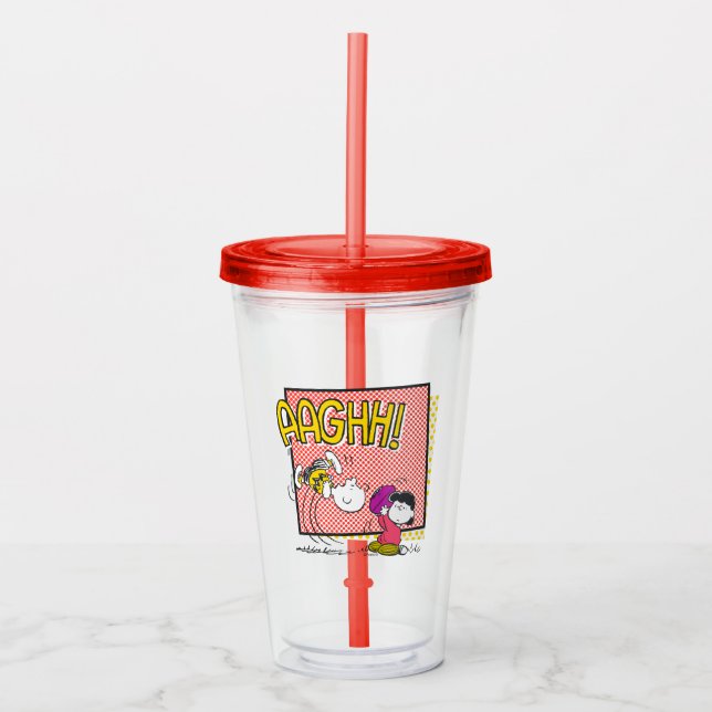 Charlie Brown and Lucy Football Comic Graphic Acrylic Tumbler (Front)