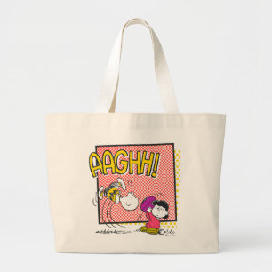 Charlie Brown and Lucy Football Comic Graphic Large Tote Bag