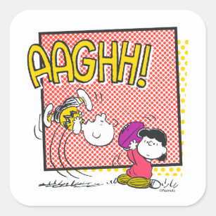 Charlie Brown and Lucy Football Comic Graphic Square Sticker