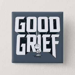 Charlie Brown "Good Grief" Rock Band Tee Graphic 2 Inch Square Button
