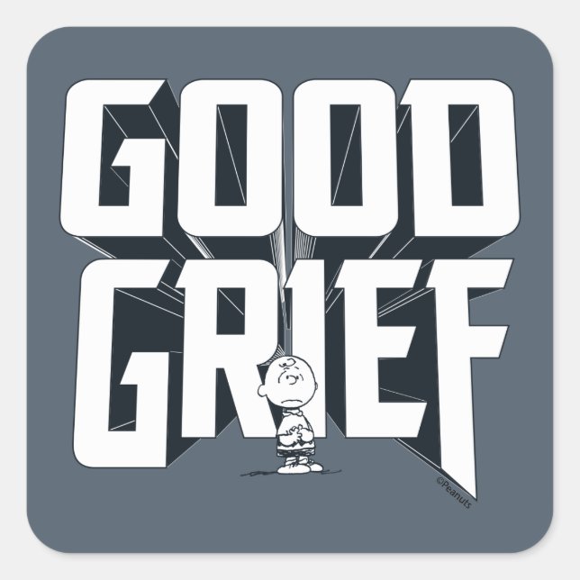 Charlie Brown "Good Grief" Rock Band Tee Graphic Square Sticker (Front)