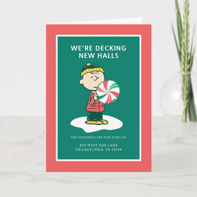 Charlie Brown Peppermint Candy Holiday Card (Front)