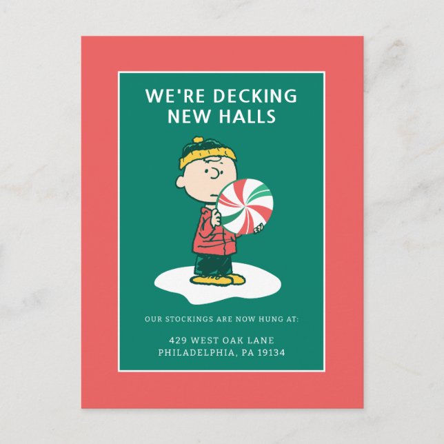 Charlie Brown Peppermint Candy Holiday Postcard (Front)