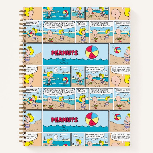 Charlie Brown & Sally At The Beach Notebook (Front)