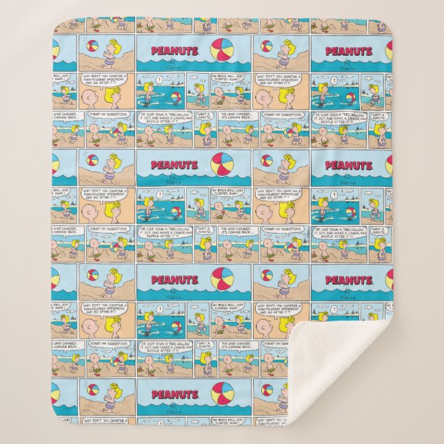 Charlie Brown & Sally At The Beach Sherpa Blanket (Front)