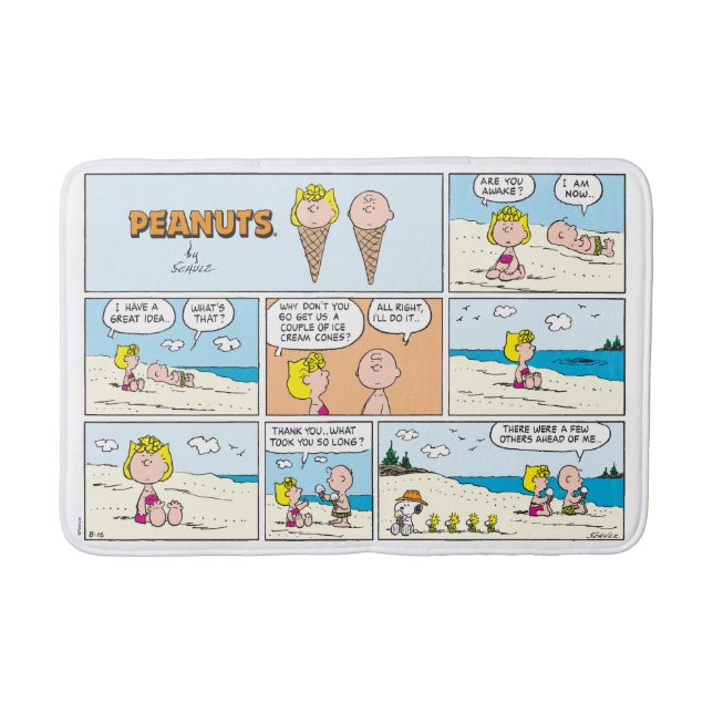 Charlie Brown & Sally Ice Cream At The Beach Bath Mat (Front)