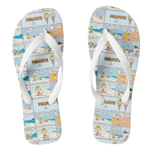 Charlie Brown & Sally Ice Cream At The Beach Flip Flops