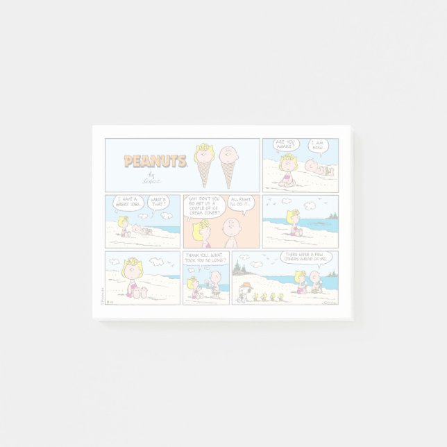 Charlie Brown & Sally Ice Cream At The Beach Post-it Notes (Front)