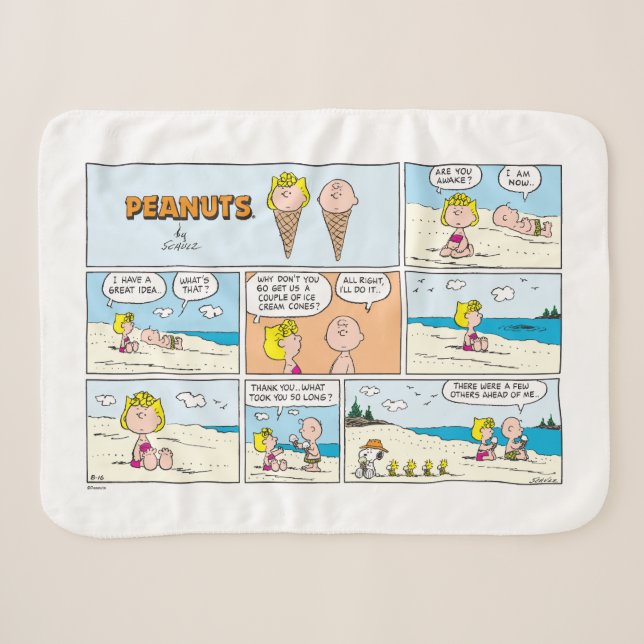 Charlie Brown & Sally Ice Cream At The Beach Sherpa Blanket (Front (Horizontal))
