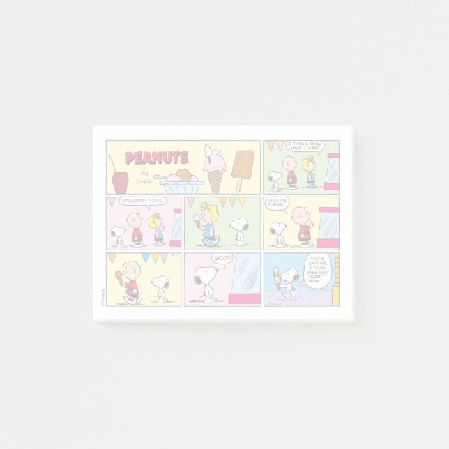 Charlie Brown, Snoopy & Sally | Ice Cream Post-it Notes (Front)