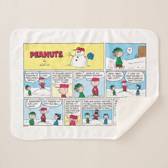 Charlie Brown's Baseball Memories Sherpa Blanket (Front (Horizontal))