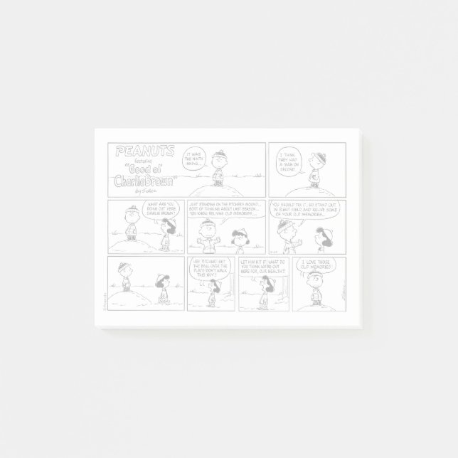 Charlie Brown's Memories At The Pitcher's Mound Post-it Notes (Front)