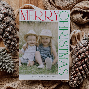 CHARLIE Colourful Fun Family Photo Merry Christmas Holiday Card