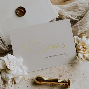 CHARLIE Gold Foil Simple Family Merry Christmas Foil Holiday Card