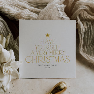 CHARLIE Gold Star Family Merry Little Christmas Holiday Card