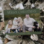 CHARLIE Green Family Photo Vintage Merry Christmas Holiday Card<br><div class="desc">CHARLIE Green Family Photo Vintage Merry Christmas Holiday Card.

Personalize the front of the card with a photo,  your family name and the year. Personalize the back with an optional holiday greeting or family news,  and your family name.</div>