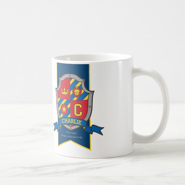 Charlie knight shield red blue name meaning mug (Right)