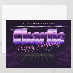 Charlie Name First name lila retro card Birthday