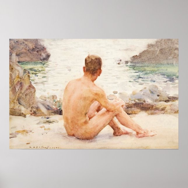 Charlie Seated on the Sand Poster (Front)