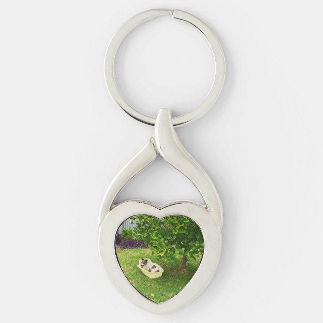 Charlie The Fox Terrier Bath Time, Metal Keyring (Front)