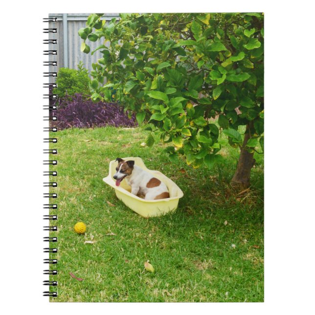 Charlie The Fox Terrier Bath Time, Notebook (Front)