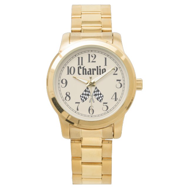 Charlie's Crossed Chequered Flags Watch (Front)