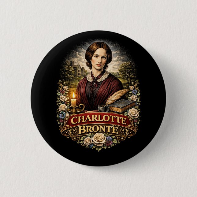 Charlotte Brontë 2 Inch Round Button (Front)