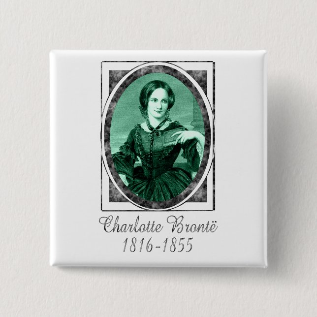 Charlotte Brontë 2 Inch Square Button (Front)
