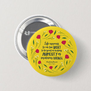 Charlotte Bronte Jane Eyre Floral Life Book Quote 2 Inch Round Button