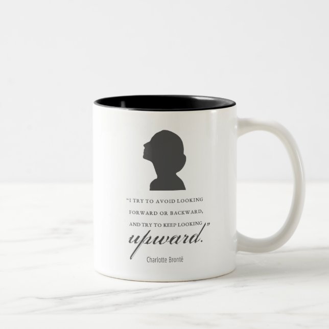 Charlotte Bronte - Keep Looking Upward - White Two-Tone Coffee Mug (Right)