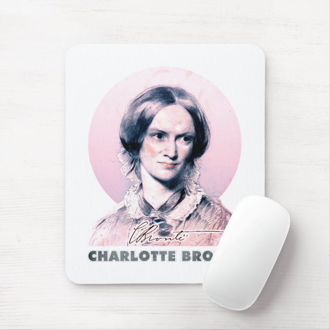 Charlotte Bronte Pink Richmond Painting Portrait Mouse Pad (With Mouse)