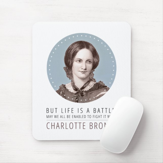 Charlotte Bronte Portrait and Quote Mouse Pad (With Mouse)