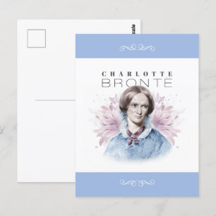 Charlotte Bronte Portrait by Richmond with Flowers Postcard