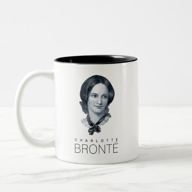 Charlotte Bronte Portrait Two-Tone Coffee Mug (Left)