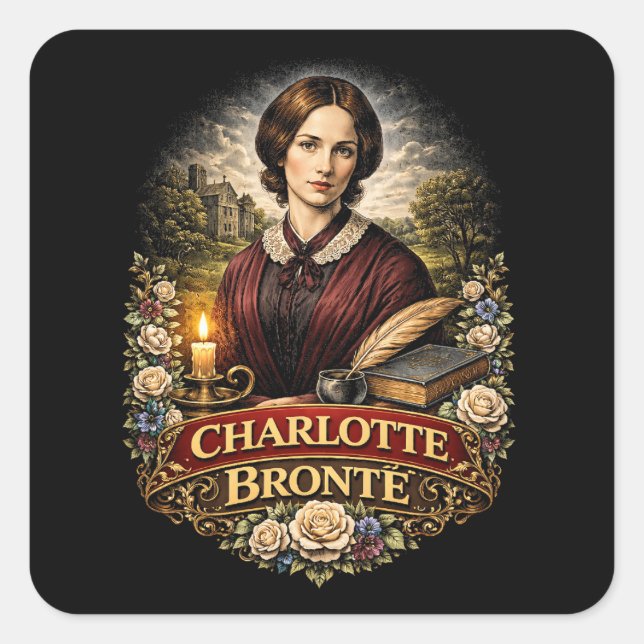 Charlotte Brontë Square Sticker (Front)