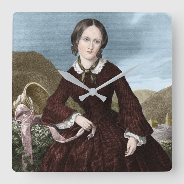 Charlotte Bronte Square Wall Clock (Front)