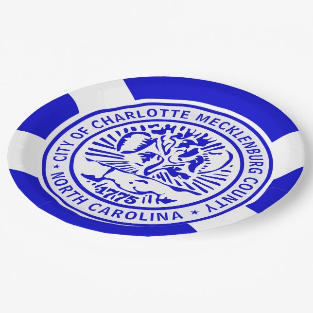 Charlotte city flag paper plate (Angled)