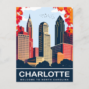 Charlotte, City in Autumn, North Carolina, Travel Postcard