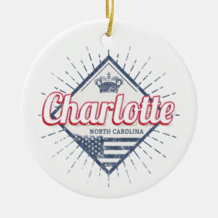 Charlotte City North Carolina United States USA Ceramic Ornament