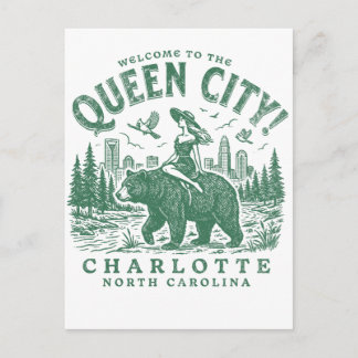Charlotte City North Carolina Welcome to the Queen Postcard