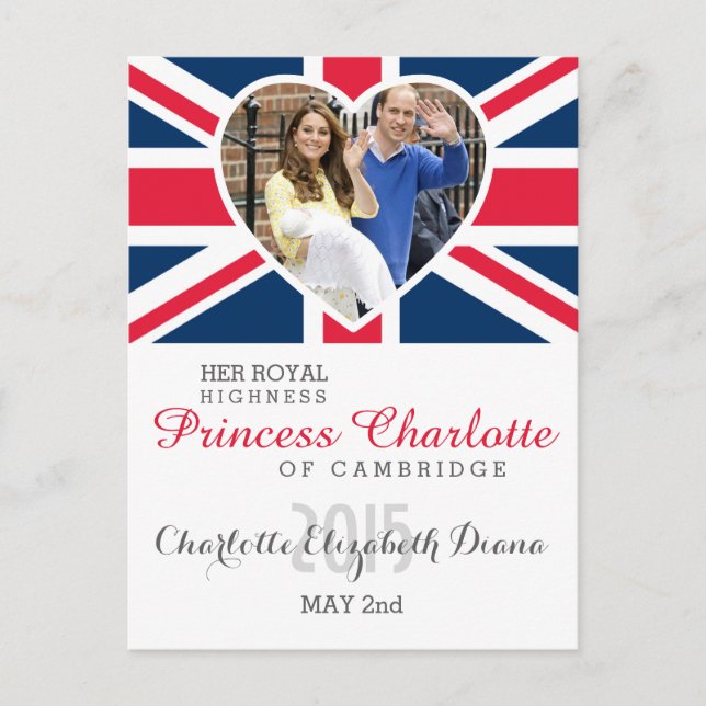 Charlotte Elizabeth Diana - British Will Kate Postcard (Front)