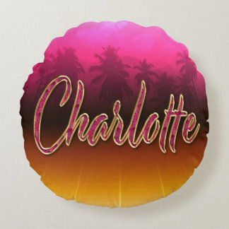 Charlotte first name name golden pink cushion