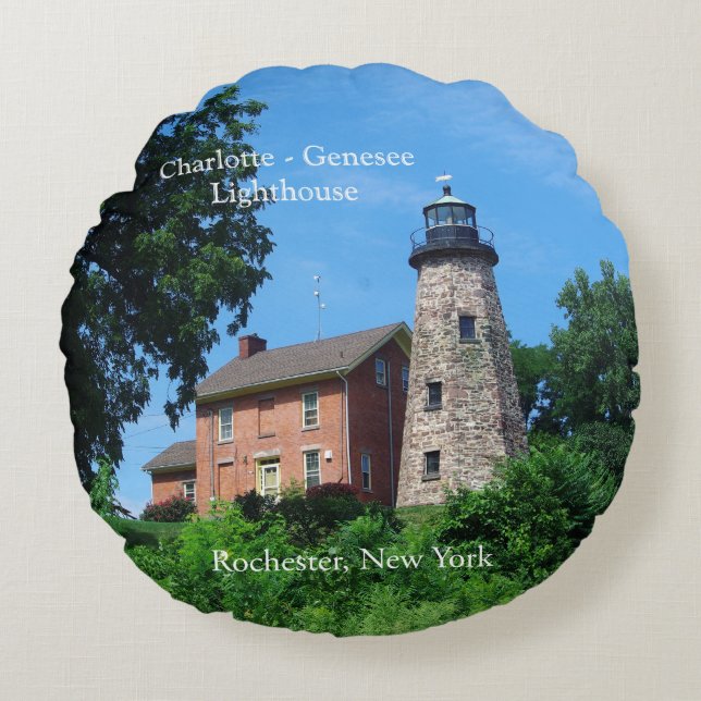 Charlotte Genesee Lighthouse round pillow (Front)