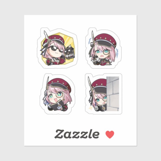 Charlotte Genshin Impact 4 Pack Sticker Sheet (Sheet)
