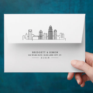 Charlotte Modern Deco Skyline   Pre-addressed Envelope