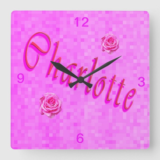 Charlotte Name Logo, Square Wall Clock (Front)