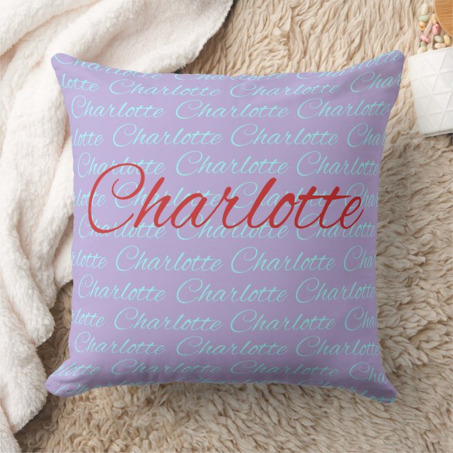 Charlotte Name Pattern Design Throw Pillow (Blanket)