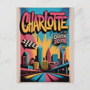Charlotte NC Graffiti Urban Travel Poster Postcard