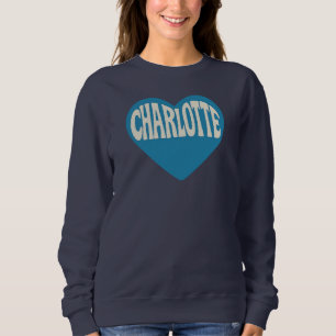 Charlotte NC Retro Heart Design – Vintage Font Sweatshirt