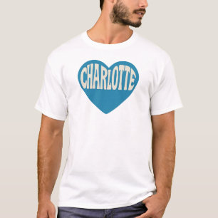 Charlotte NC Retro Heart Design – Vintage Font T-Shirt